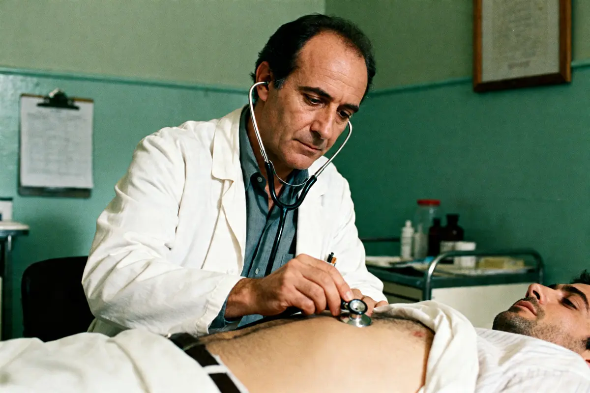 pexels-michal-pech-213601-757318 (1) Médecin ausculte un patient allongé à l'aide d'un stéthoscope dans un cabinet médical