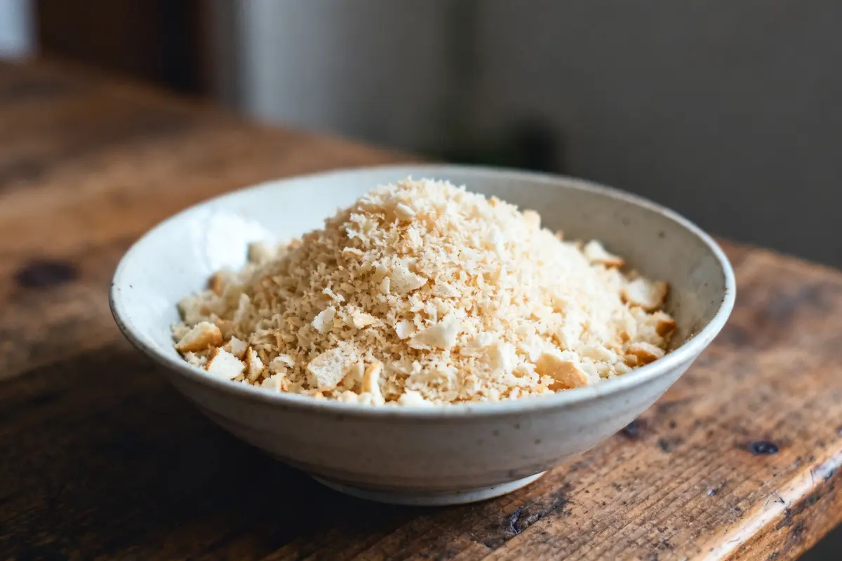 Bol de chapelure panko sur table en bois rustique