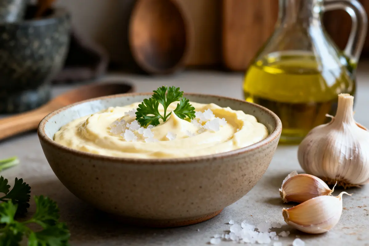 pexels-michal-pech-213601-757318 (1) Bol de sauce avec persil, ail et huile pour recette de l'aïoli façon grand-mère